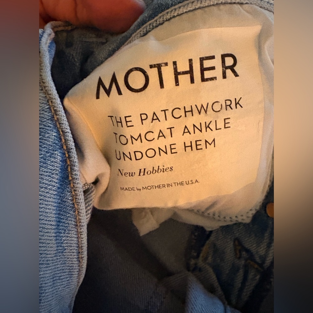 MOTHER + Carolyn Murphy The Patchwork Tomcat Ankle Undone Hem Jeans, size 30 - Picture 11 of 16